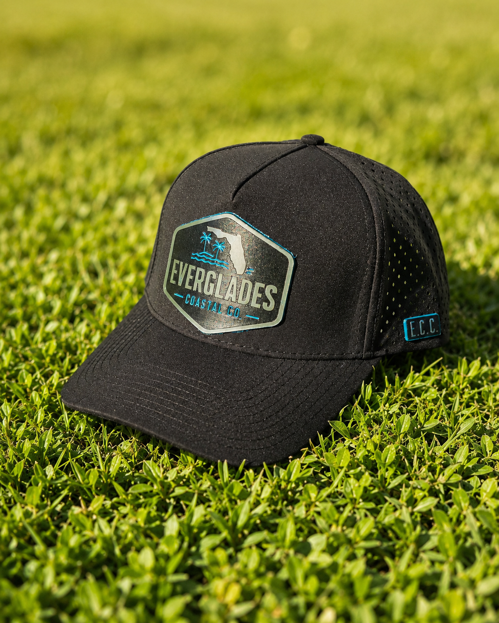 Chrome and Teal Performance Hat