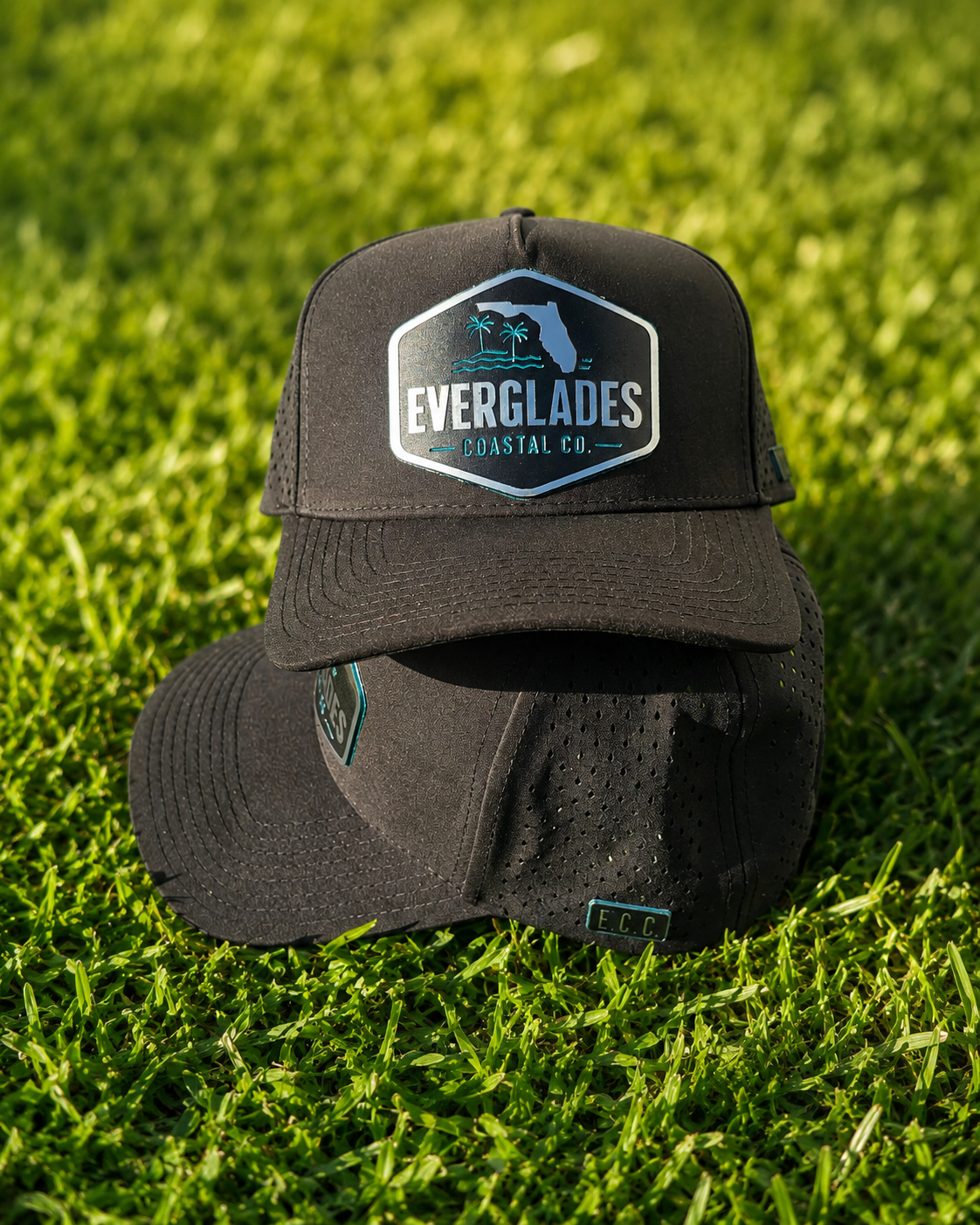 Chrome and Teal Performance Hat